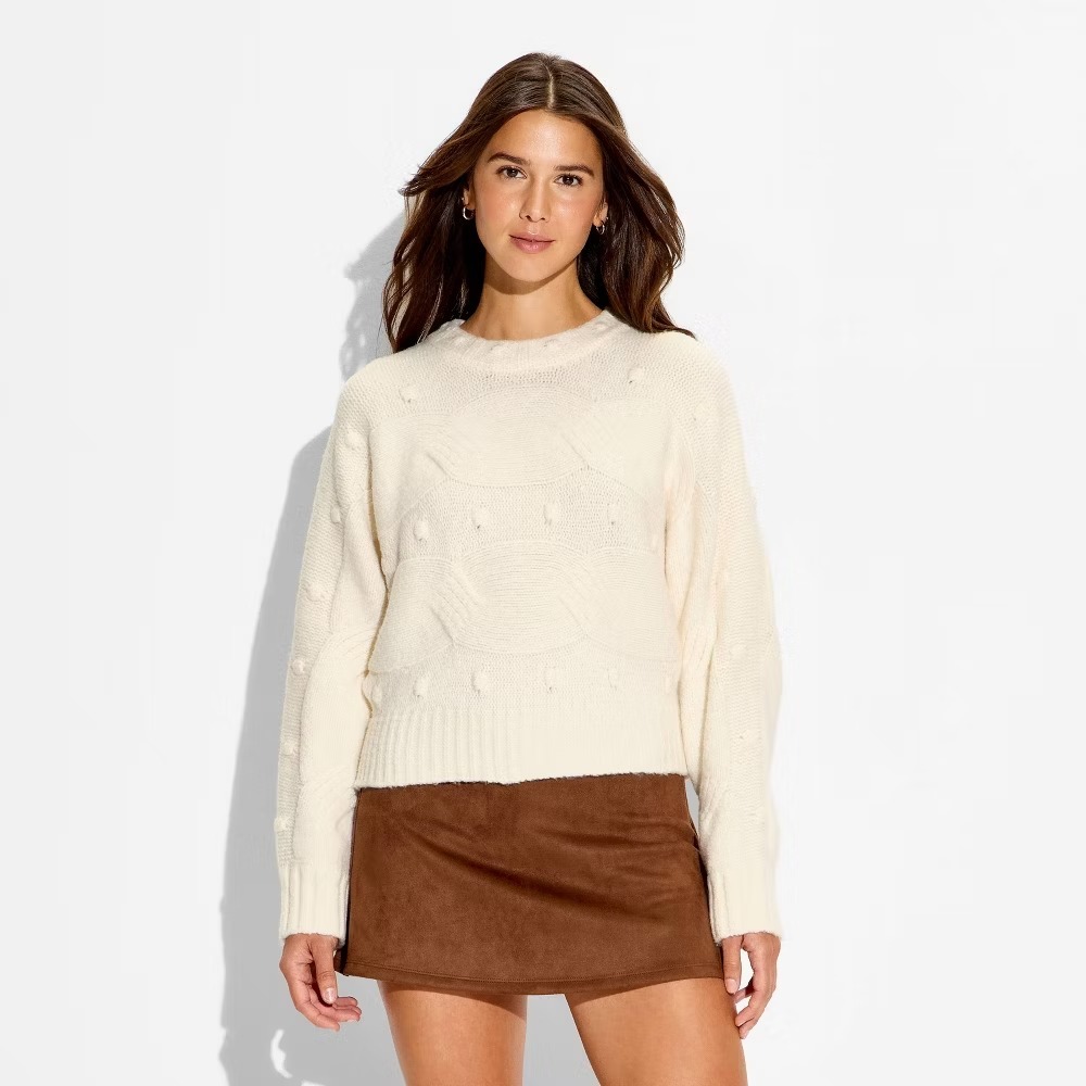 Women's Pullover Sweater - Wild Fable Off White Large NWT
